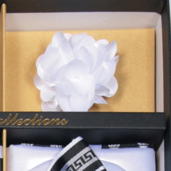 6 Piece White Dots on Black Necktie & Bow Tie Set - Picture 5 of 6